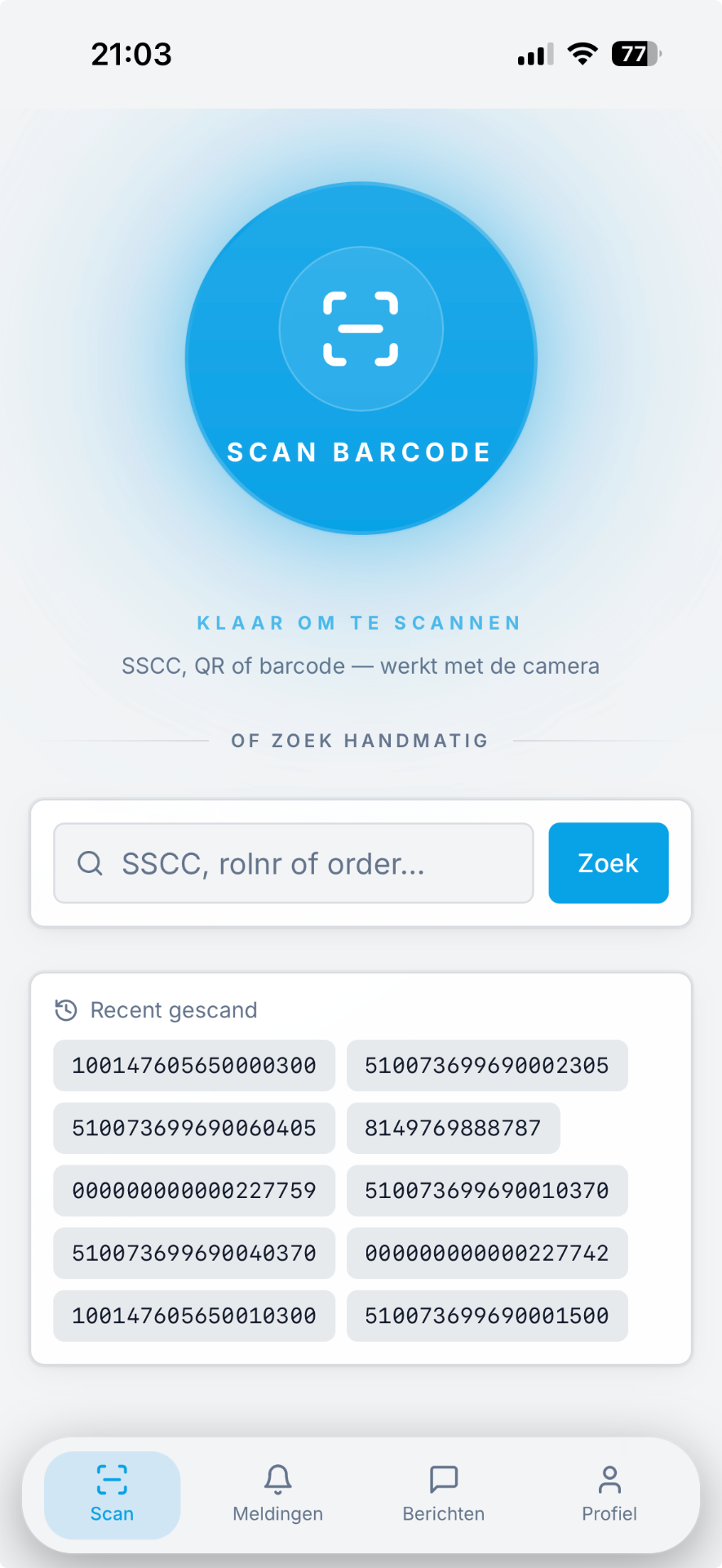 Scanner app for the warehouse