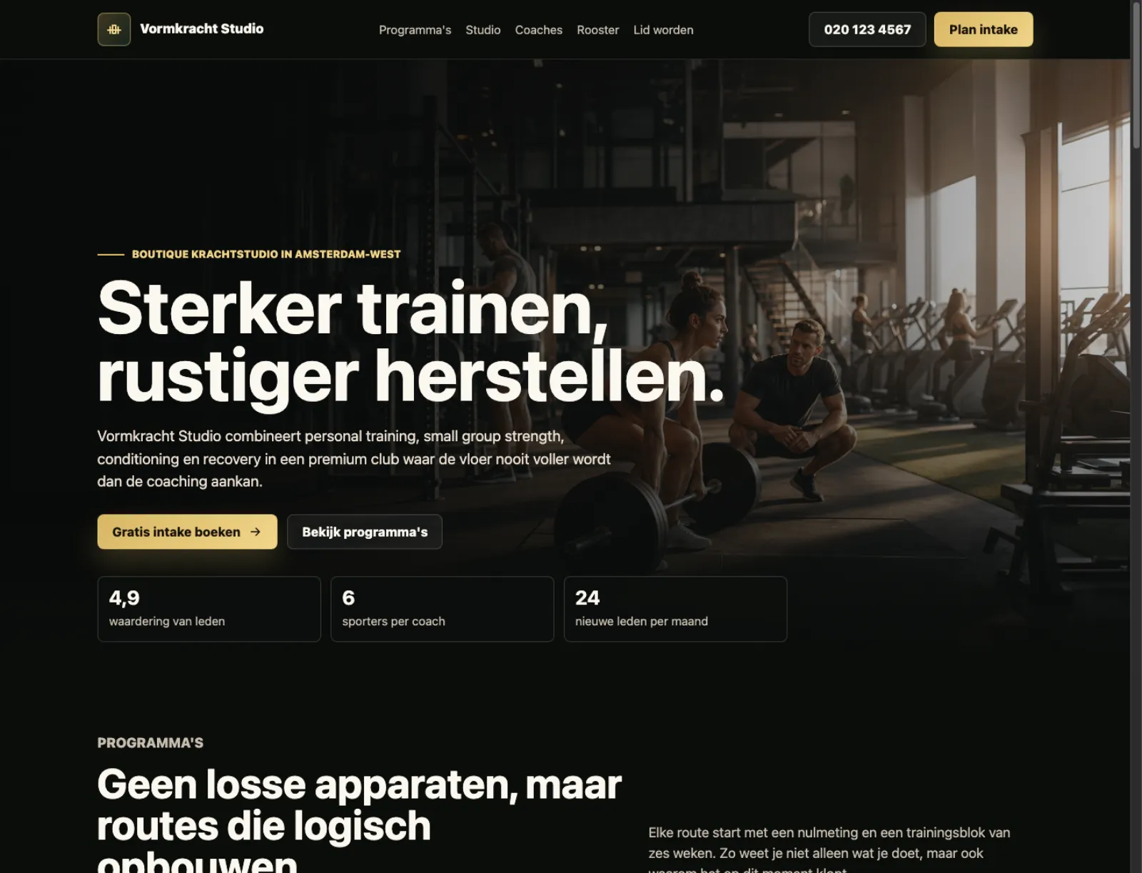 Vormkracht Studio — gym website
